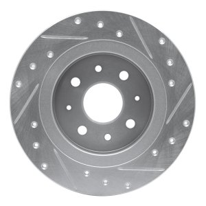 Kia Sephia Brake Rotor (1) - Rear Left - R1 Concepts - Drilled & Slotted - Silver - `98-`03